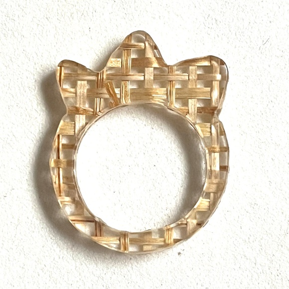 Handmade Jewelry - Chic Artist Designed Woven Gold-Tone Resin Ring New